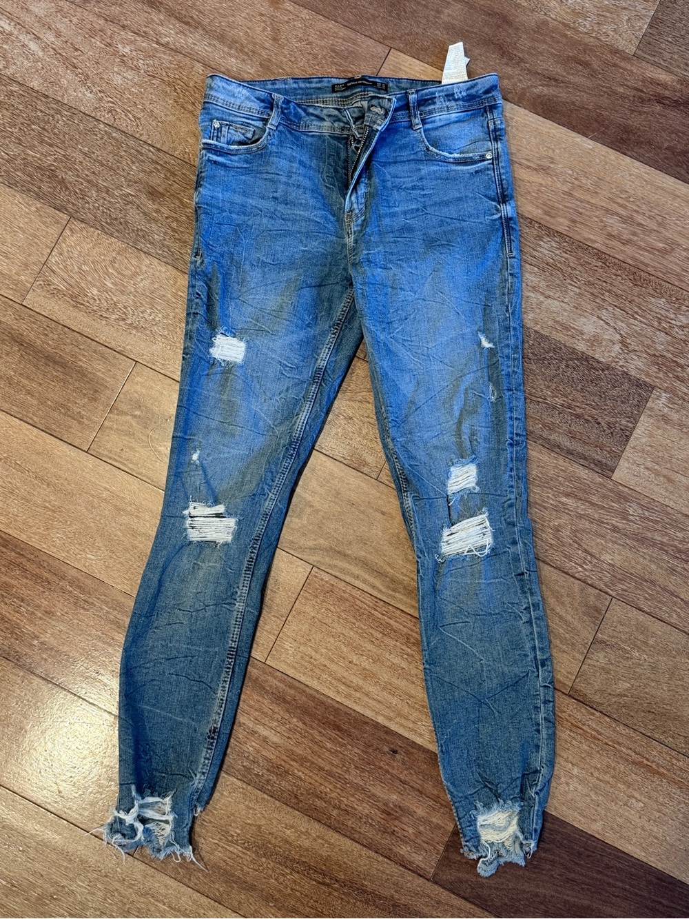 Zara Blue Distressed Skinny Jeans